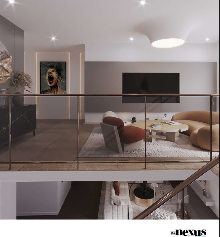 Exterior view of The Nexus Towers, home to a 4-Bedroom Penthouse for Sale in Victoria Island.
